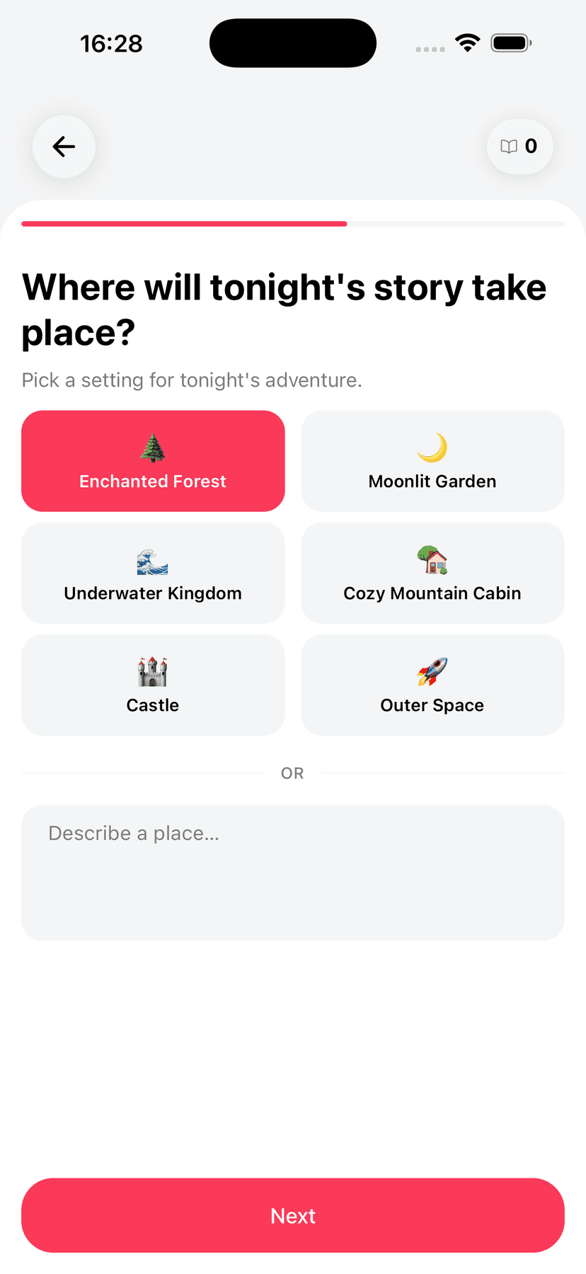 Setting selection